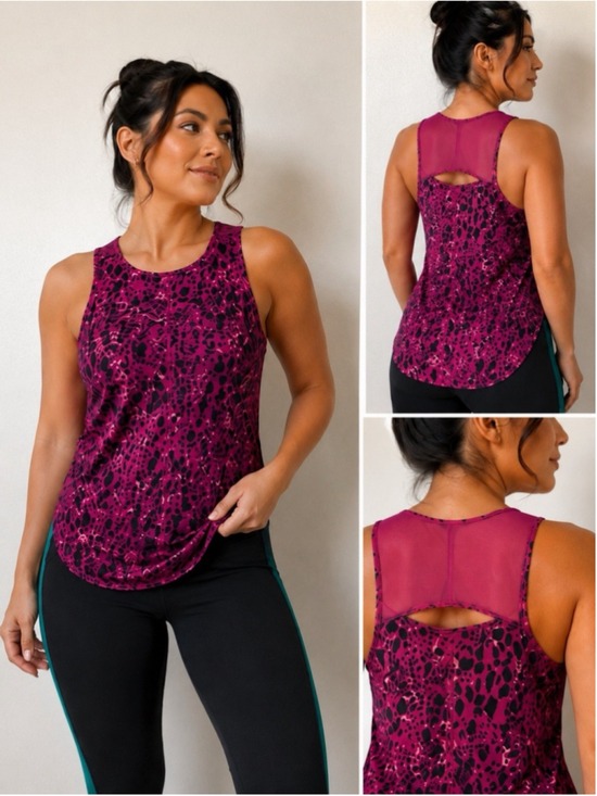 lululemon athletica Tops - Lululemon Sculpt Tank Top Back Vent Cheetah Camo Magenta Pink Purple size 4